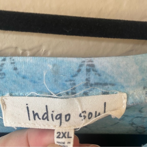 Indigo Soul Blue Embellished Butterfly T-shirt Top Size 2XL - Picture 5 of 11